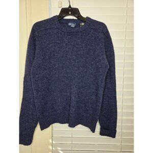VTG Mens Shetland 100% Wool Crewneck Sweater M Blue pullover classic Preppy